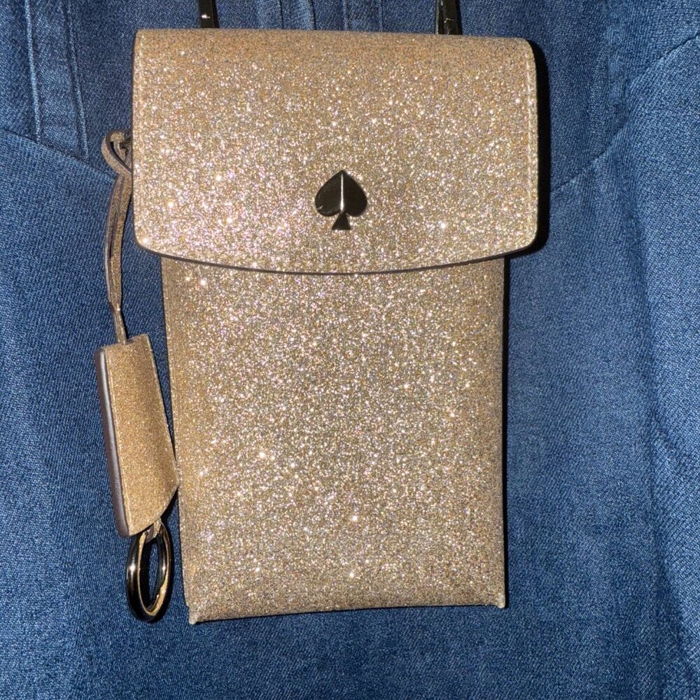 Kate Spade Flap Gold Bling Phone Crossbody NWOT - Picture 2 of 8